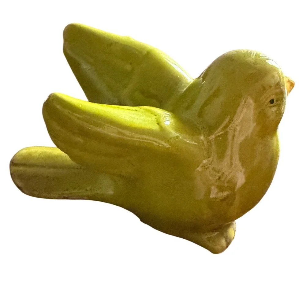 Bird‎ Figurine Flight Home Decor Small Green Glazed Ceramic